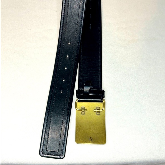 Coach Horse and Carriage Black Leather Belt with Brass Buckle Size Medium 40”L - Picture 7 of 13